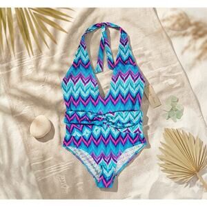 Marilyn Monroe Plunge Halter One Piece Swimsuit - Size S - NWT - Zig Zag